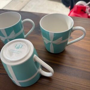 Tiffany & Co. Teal and White Ribbon Mugs
